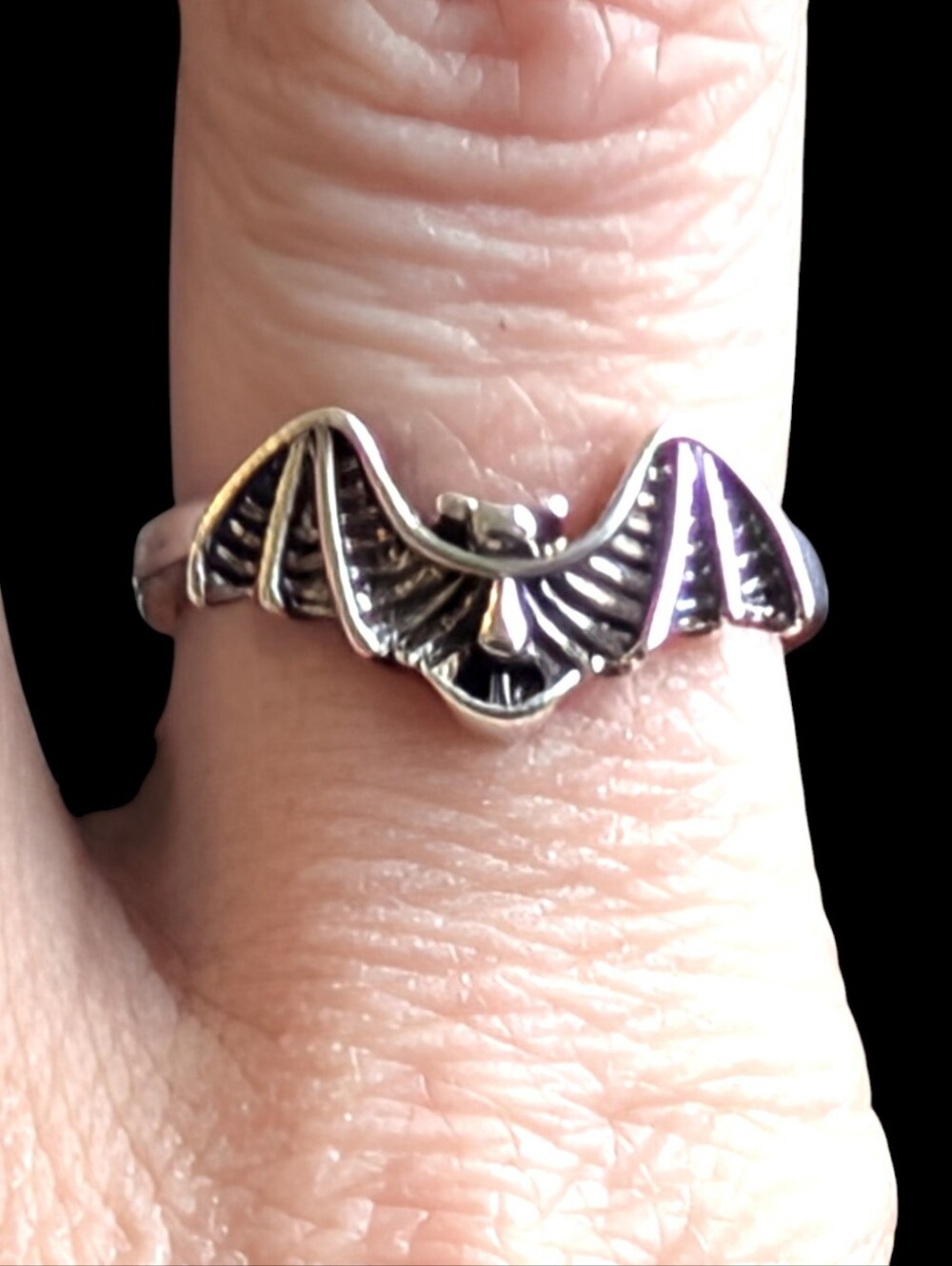 NWT Goth Punk Silver Bat Ring Size 6.5 Unisex